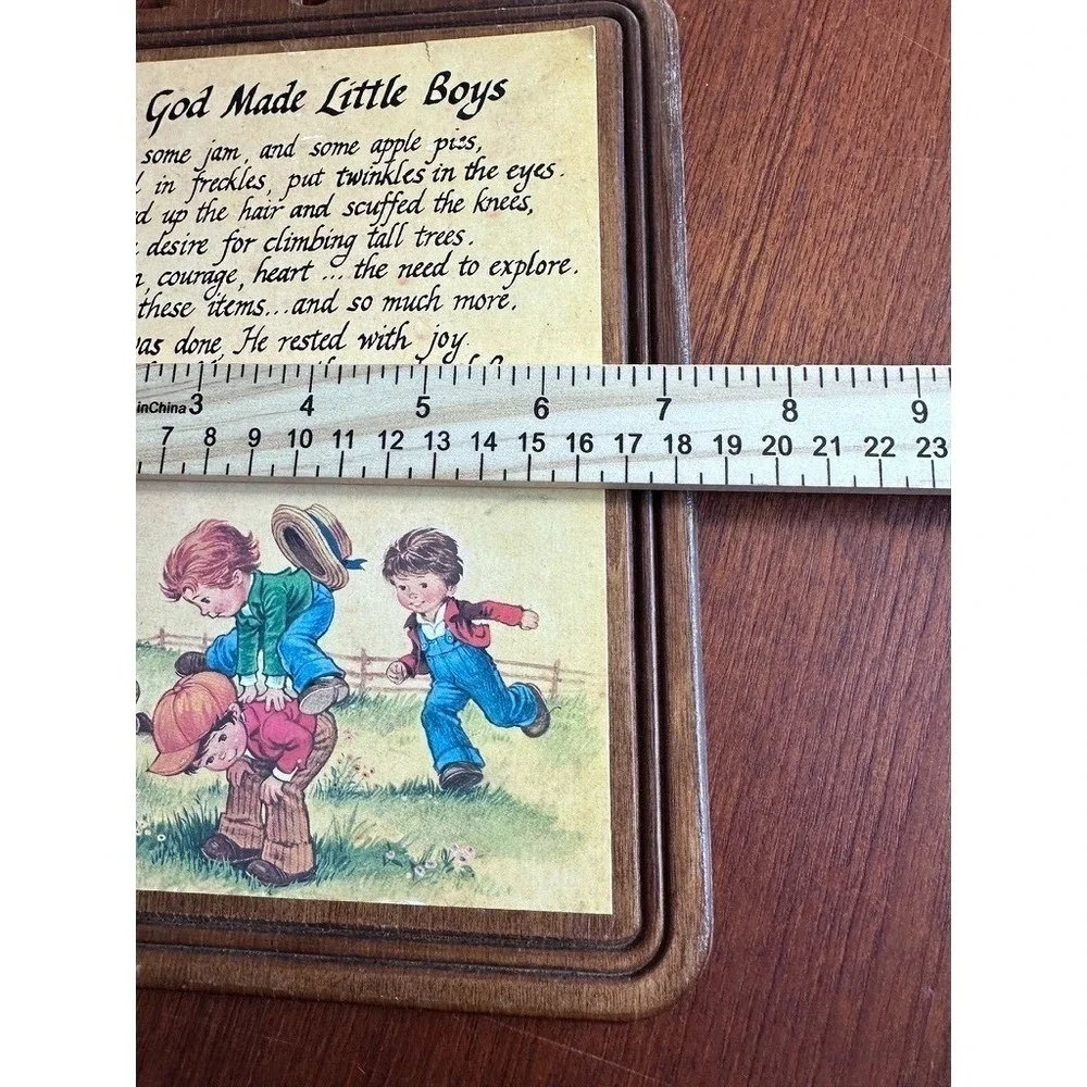 Wall Plaque Vintage Wendy Lyn How God Made Little Boys Wood Poem Art 11x8.5